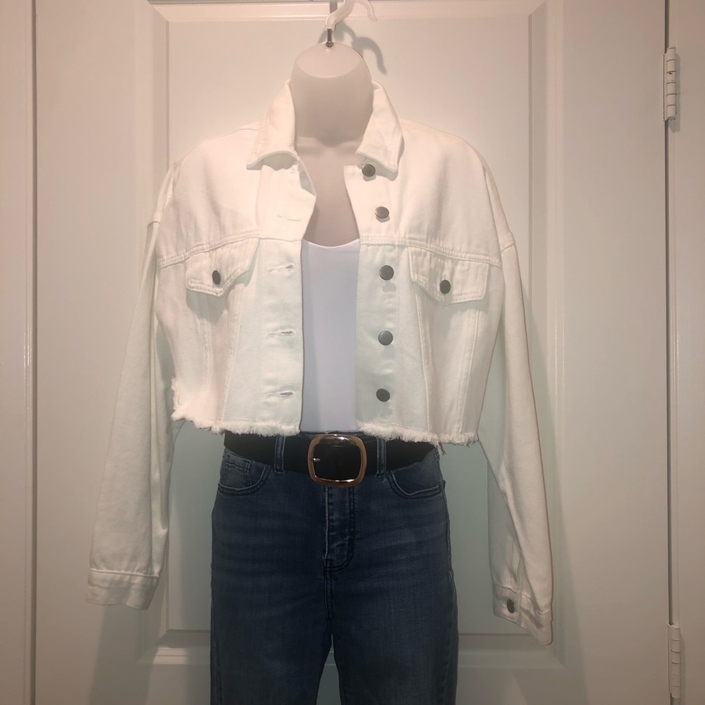 White Crop Jean Jacket